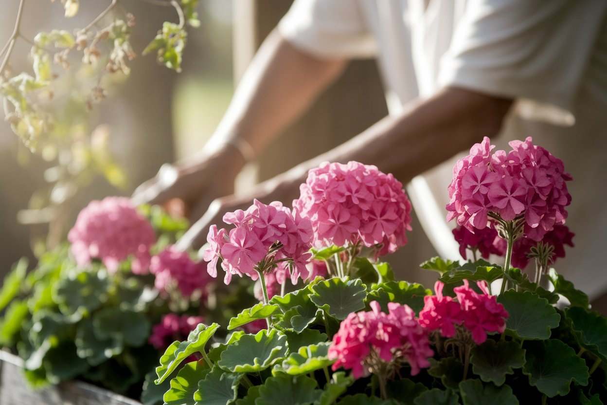 geraniums-mains-agees-jardin
