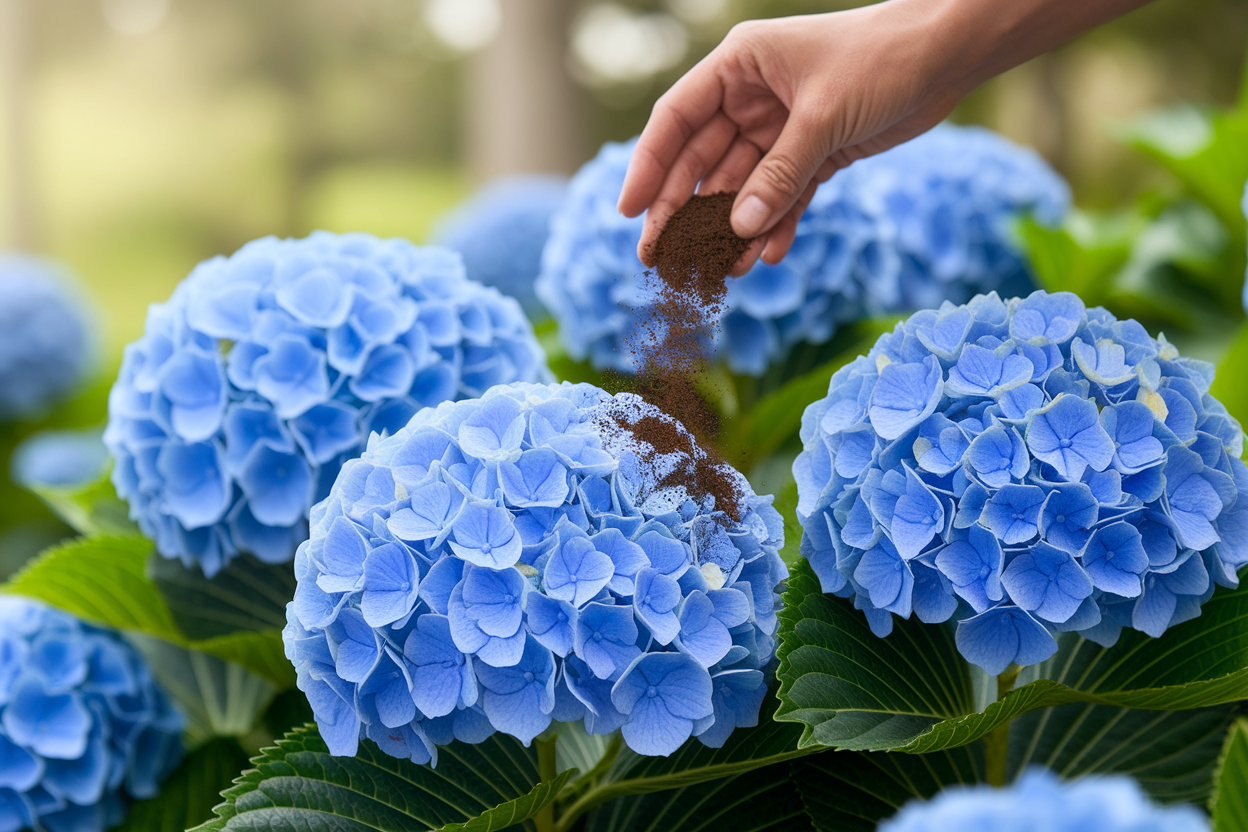 gros-plan-hydrangeas-bleues-main-cafe